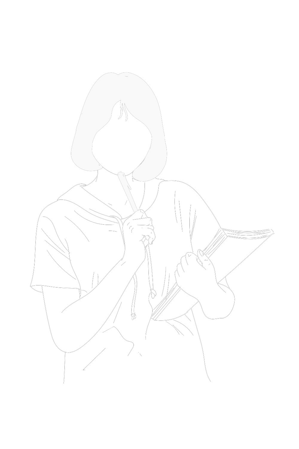 Illustration of a writer holding a pen and manuscript